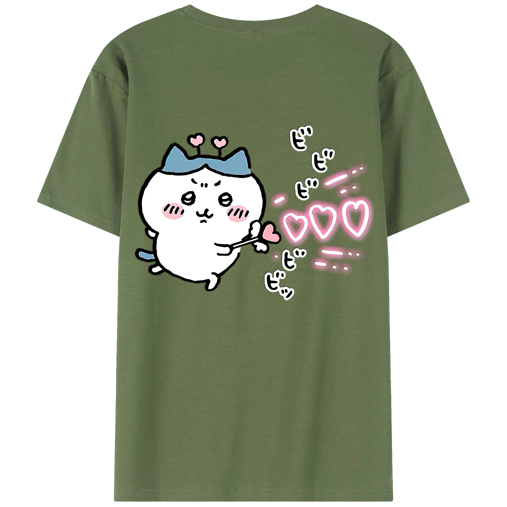 （画像用） ちいかわ ハチワレ Chii-kawa hachiware 綿100％ メンズ半袖Tシャツ（バックプリント） 通気性